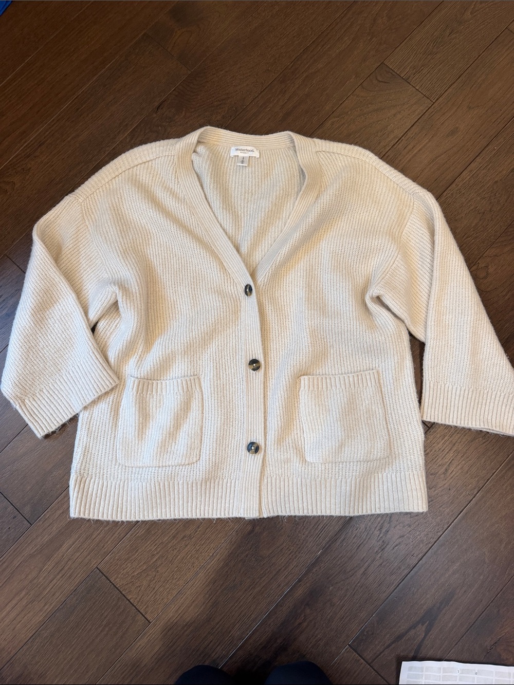 Motherhood Maternity Cream Button-Front Knit Cardigan Sweater - Large - C73-028